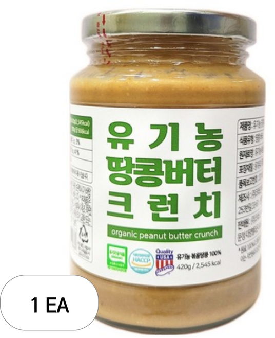 유가원 유기농 땅콩버터 크런치, 420g, 1개