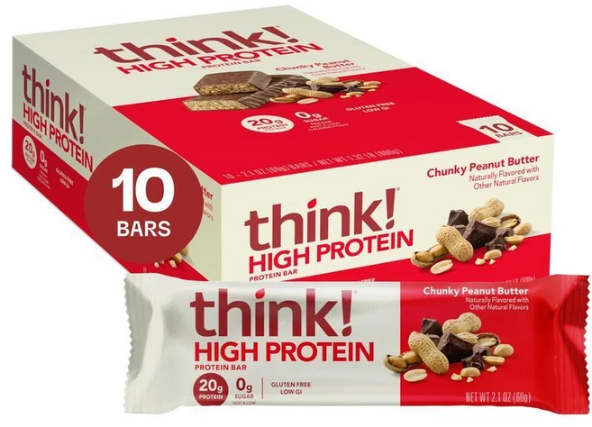 think! 단백질 바 청키 땅콩버터 59.5g 10개입, 1g, 1개 - 쿠팡