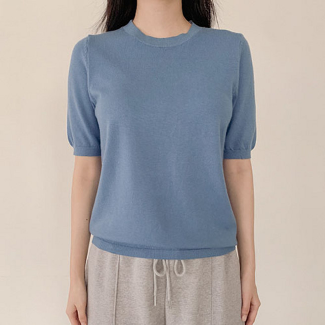 [벨르엘르] 여성 라운드 반팔 니트