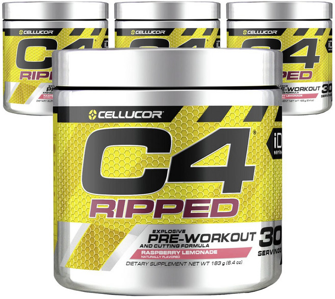 CELLUCOR C4 Ripped預鍛鍊粉 覆盆子檸檬風味, 183g, 4罐