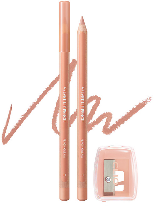 클리오 벨벳 립 펜슬 기획세트 (본품+샤프너 구성), 011 피치크림, 1.45g, 1개