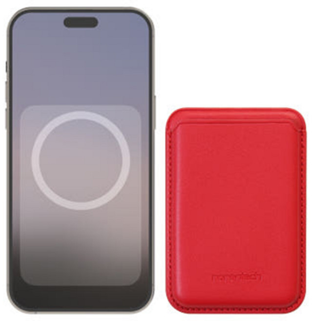 로랜텍 모션 애니메이션 작동 가죽 맥세이프 카드지갑 케이스, 1개, 레드