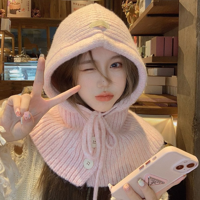 다이룸마켓 여성 니트 바라클라바 겨울 후드 넥워머