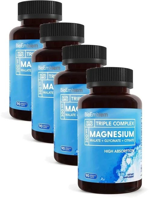 바이오엠들렘 트리플 마그네슘 콤플렉스 300mg 글리시네이트 말레이트 시트레이트 캡슐 BioEmblem Triple Magnesium Complex, 4개 - 쿠팡