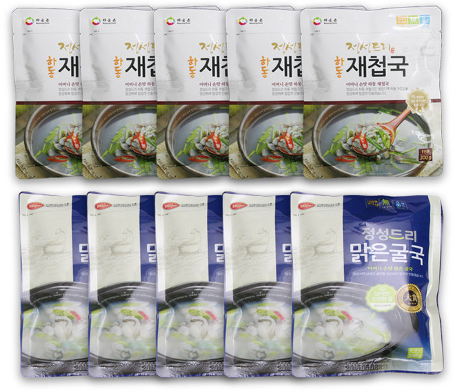 [정성드리] 하동 재첩국 320gx5팩+굴국 350gx5팩, 1개