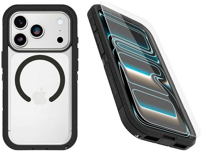 OtterBox 오터박스 아이폰 17 프로 (전용) 번들: 디펜더 시리즈 XT 투명 케이스 및 액정보호필름 - 더스크 리버 리 (퍼플) 맥세이프 스냅 견고함 견고하고 내구성 비
