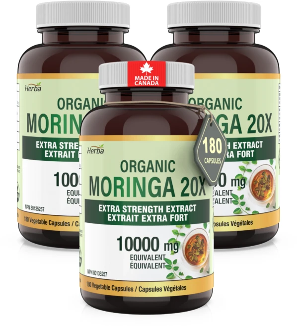 모링가 10000mg 180식물성캡슐 모링가잎 20배 농축 가루 분말 허바 캐나다, 3개, 180정 - 쿠팡