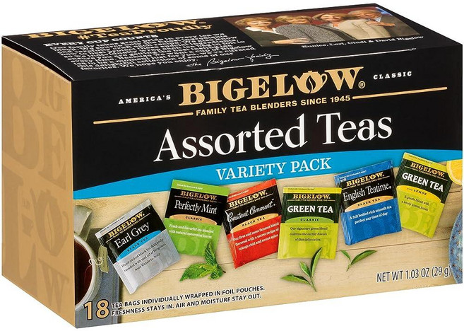 Bigelow Tea Perfectly Mint 홍차 카페인 티백 총 20개 262429, 18개(6팩), 모음, 33g, 20