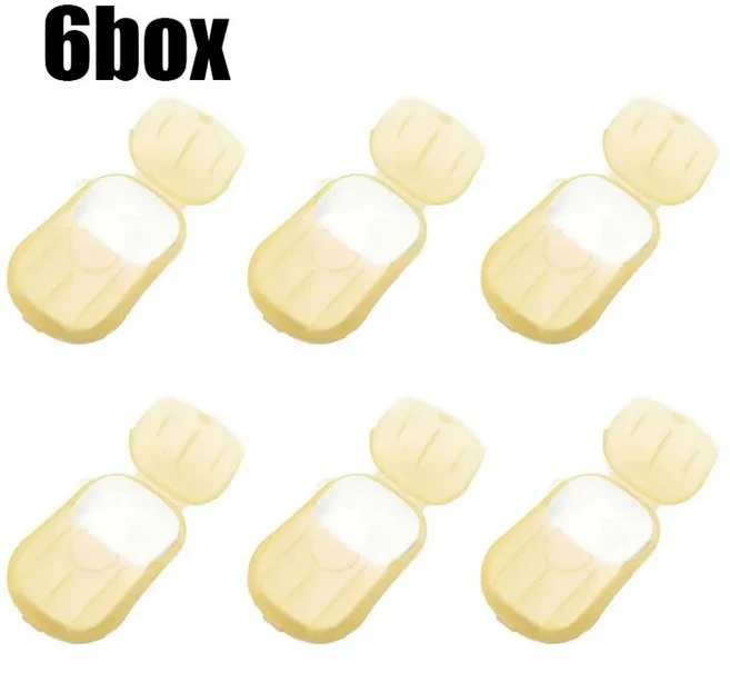 2/4/6박스 일회용 비누 종이 여행용 손 씻기 목욕 청결 향기 나는 슬라이스 시트 미니 욕실 용품, 11 6pcs yellow