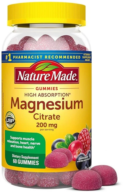 네이쳐 메이드 마그네슘 시트레이트 200mg Nature Made High Absorption Magnesium Citrate, 1개, 60정 - 쿠팡