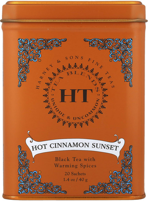 건강챙기세요 Harney & Sons HT 티 블렌드 핫 시나몬 선셋 티백 20개 40g(1.4oz) 백살까지오래오래, HarneySonsHT티블렌드핫시나몬선셋티백20개40g, 1개