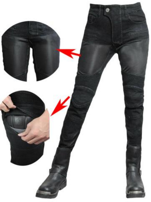 여성용 오토바이 라이딩 청바지 PK719 보이프렌드 핏 높은 허리, 5)no gear  black