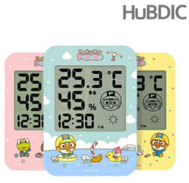 휴비딕 뽀로로 디지털 시계 온습도계 HT-2, 블루, 1개