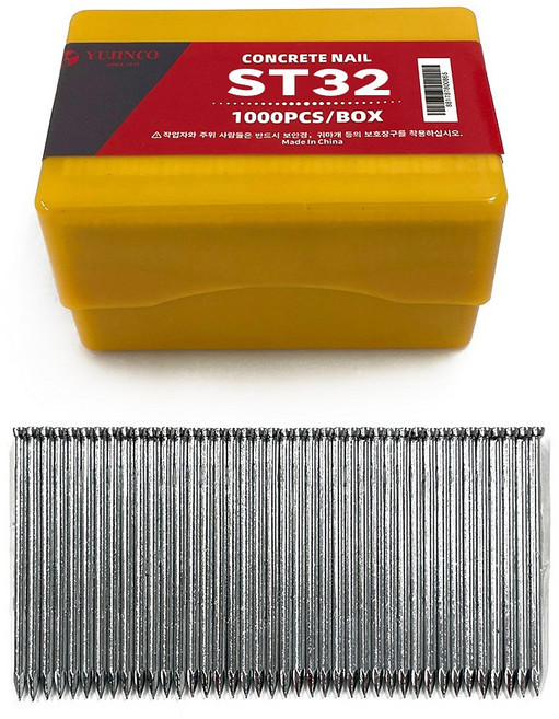 (유진코) 타카핀 ST32 T자형 에어 타카심 32mm 콘크리트용 1갑 1000발, 1개