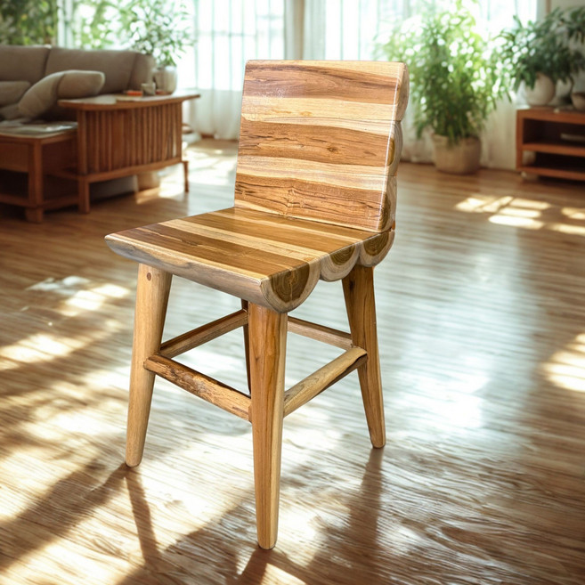 【自然屋精品】 天然原木高腳椅 實木餐桌凳 木頭高椅 木頭家具 手工木頭椅 天然柚木創意高椅, 原木色(座椅長40cm+寬40cm,椅高70cm), 1件