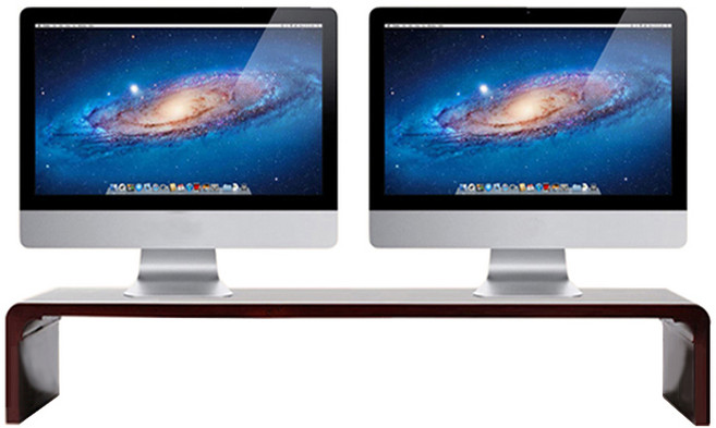 RW303 루버트리 튼튼한 원목 듀얼 모니터 받침대 높이 15cm 공간활용 대형 하이