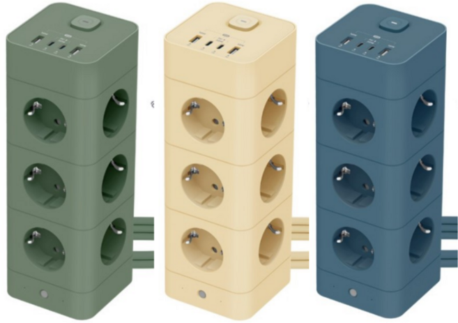 에코너 MT10 타워형 멀티탭 12구+4USB PD 고속충전 4000W 고용량 과부하차단 콘센트, 1개, MT10 얼루어블루, 180cm