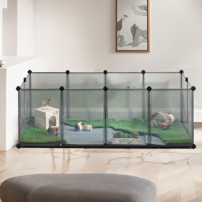 SONGMICS 반려동물 조립식 튼튼한 안전한 실내용 울타리 펜스, 1개, 그레이