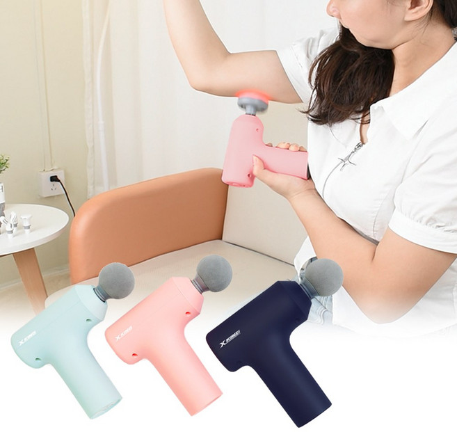 엑스킹 전동 C타입 무선 미니 마사지건 XK-MGUN, 네이비