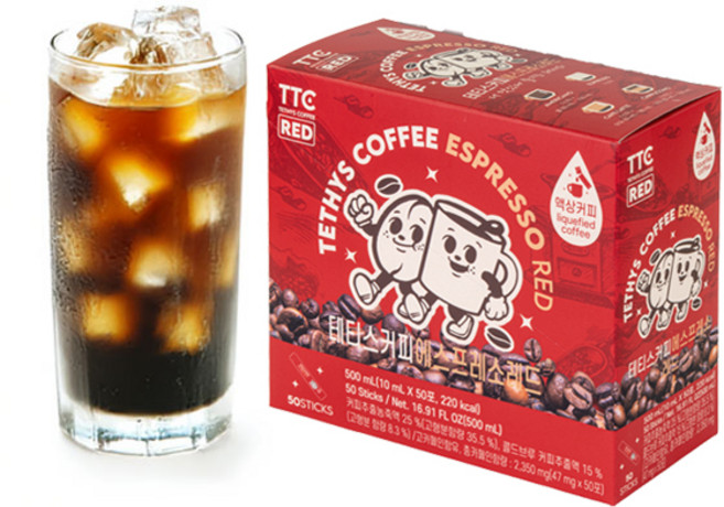 테티스커피 레드 50포 콜드브루 원액 스틱 더치커피 파우치 대용량, 10ml, 50개입, 1개