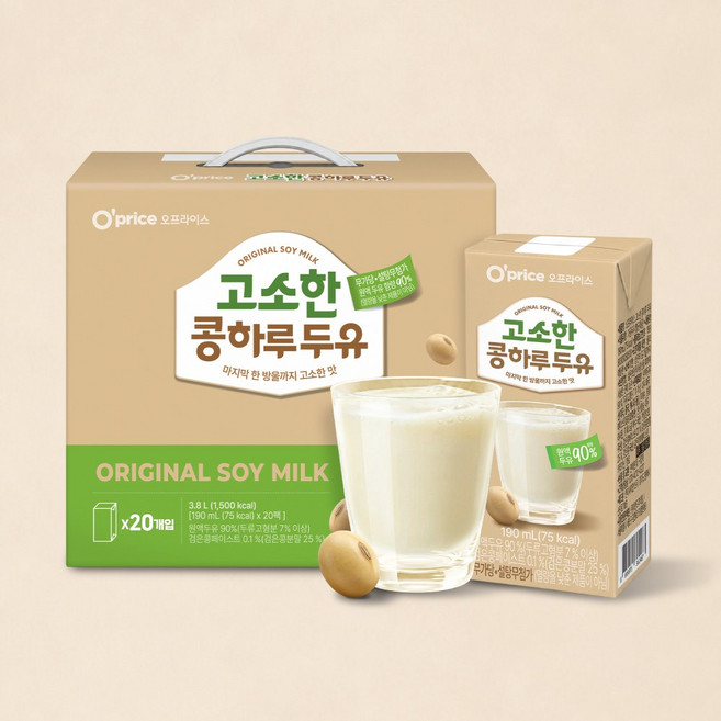 오프라이스 고소한 콩하루 두유, 20개, 190ml
