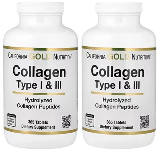 캘리포니아 골드 뉴트리션 가수분해콜라겐 1형 & 3형 1 000mg 365정, 2개 - 쿠팡