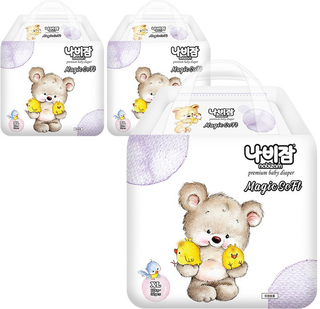 나비잠 기저귀 매직소프트 밴드 3팩, 특대형(XL), 96매