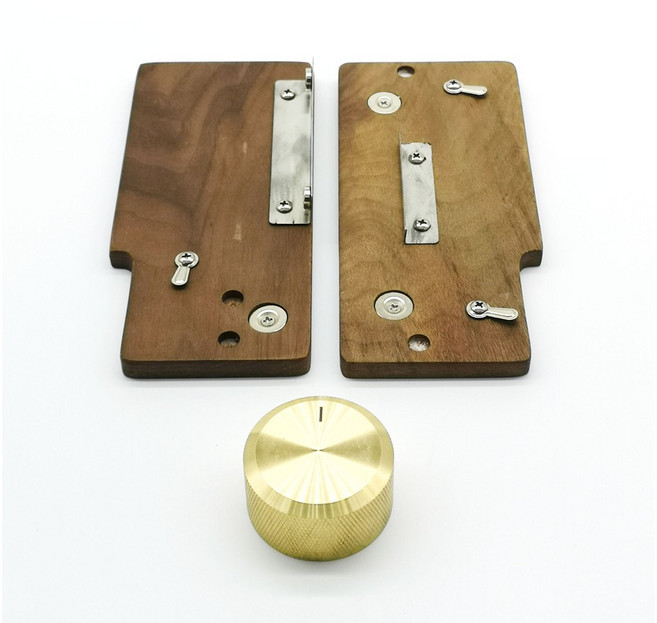 KOVEA CUBE 復古迷你不銹鋼卡式爐, 1個, 黃銅旋鈕+北美胡桃木側板(不含爐)