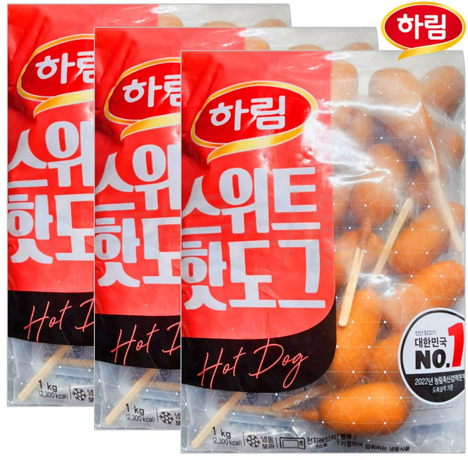 하림 스위트 핫도그 1kg, 3개