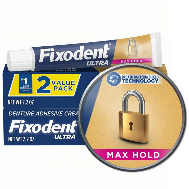 Fixodent Ultra Max 고정 틀니 접착제 2.2온스 2팩