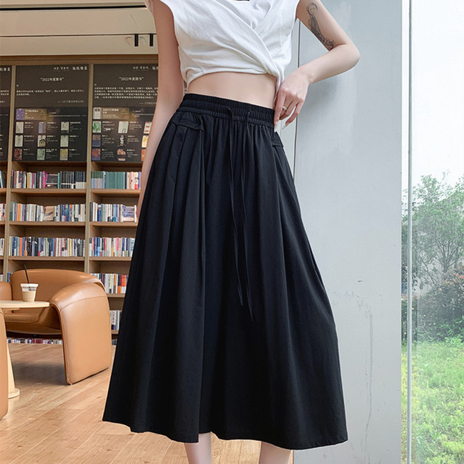 SAHINER 여성 와이드 밴딩 스커트팬츠 루즈핏 캐주얼 봄여름 AKZ26