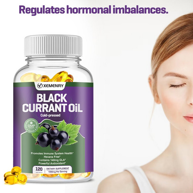 블랙커런트 오일 캡슐 - 냉압착 방식으로 추출한 순수 블랙커런트 씨 오일 - 면역 체계 건강 증진, 1개, 120정