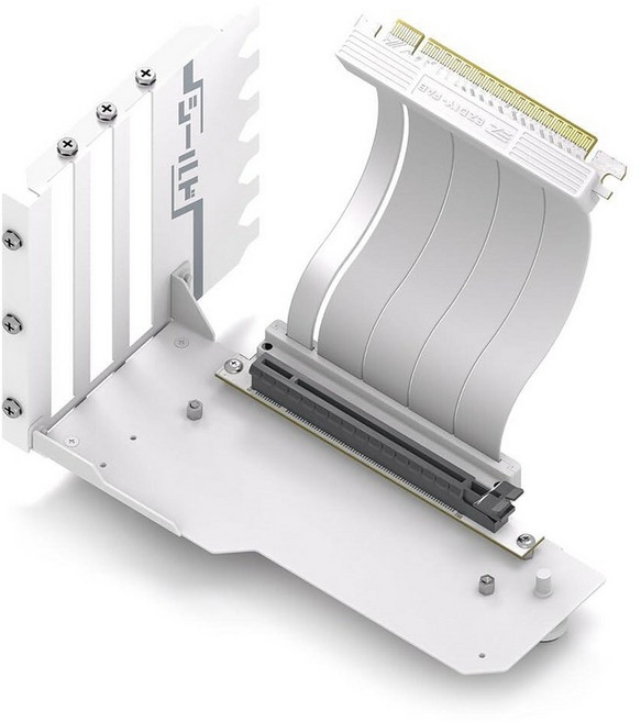 EZDIY-FAB 고속 PCIE 4.0 라이저 케이블이 있는 수직 GPU 마운트 쉴드 시리즈 115mm/4.52인치 유연한 연장 90도 커넥터 완전히 열린 PCIe 슬롯, 화이트