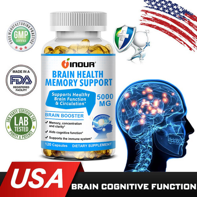 기억력 UP! 브레인 헬스 포뮬러 집중력 향상 두뇌 영양제, 2개, 60정