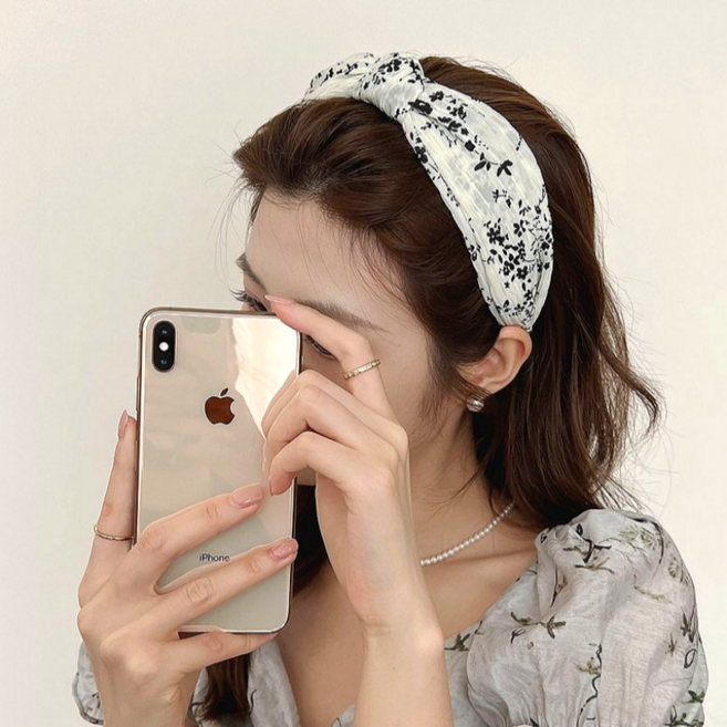 헤어퀸 넓은 스카프 여성 리본 꼬임 반다나 헤어밴드 머리띠