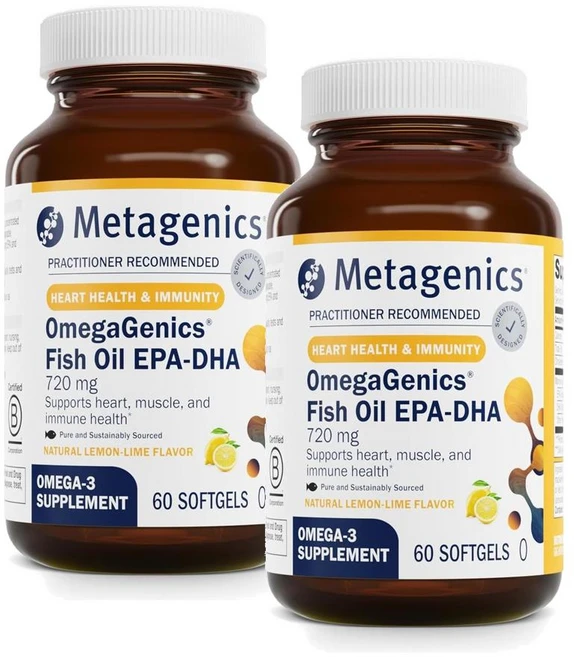 메타제닉스 오메가제닉스 피쉬오일 EPA DHA 720mg 소프트젤 Metagenics OmegaGenics Fish Oil, 2개, 60정 - 쿠팡