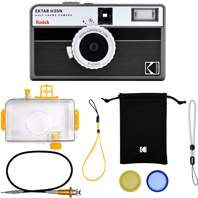 KODAK EKTAR H35N 하프 프레임 필름 카메라 (프리미엄 키트 스트라이프 블랙)