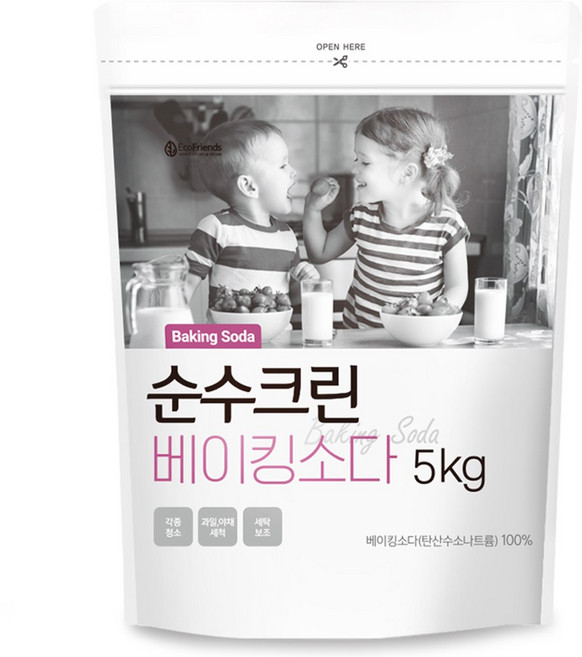 순수크린 베이킹소다 5kg 파우치 1등급원료사용 천연세탁세제 대용량 다목적 주방세제, 1개