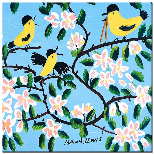 모드 루이스 캔버스 액자 카페 거실 명화 인테리어, 18.노란새와 사과꽃[정사각]