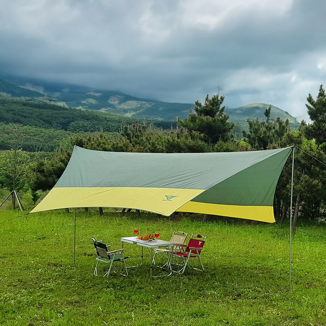 K4Camp 아웃도어 NEW 육각 헥사타프 소형 중형 대형 타프 그늘막, 그린