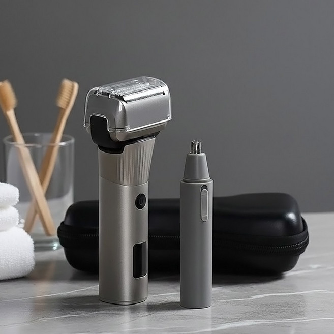 [독일브랜드] 더 데일리 올 쉐이브 면도기 코털제거기 전기면도기 세트 3D 입체면도 IPX6 방수 LED 디스플레이 건식 습식 쉐이빙 C타입 충전 잠금 저소음 강력 모터, 매트실버