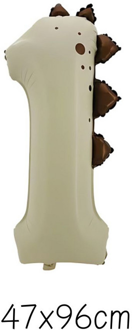 數字3恐龍造型鋁箔氣球 61x107cm, 奶白色, 1個