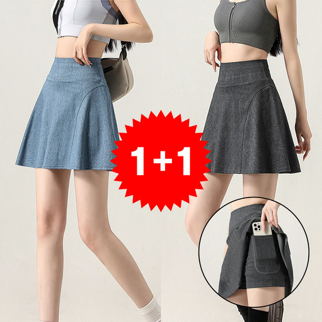 지디오 여성 테니스 스커트 2개 세트 속바지 치마 레깅스 고탄성 A라인 미니 치렝스 하이웨스트 밴딩 치마