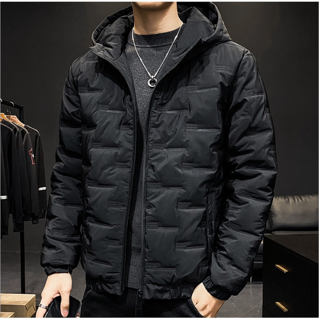 男款加厚連帽羽絨棉衣 冬季防風時尚外套