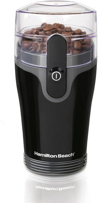 해밀턴 비치 프레시 그라인드 원두 향신료 등을 위한 전기 커피 그라인더 스테인리스 스틸 블레이드 탈착식 챔버 최대 12컵 검은색, Black, Makes up to 12 Cups, 1개