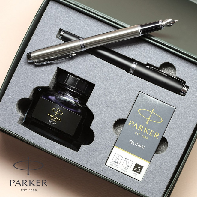 파카 [무료각인+선물포장]아이엠N 에센셜 만년필 세트(병잉크+카트리지), 각인있음(배송메세지에 기입), 매트블랙CT, F