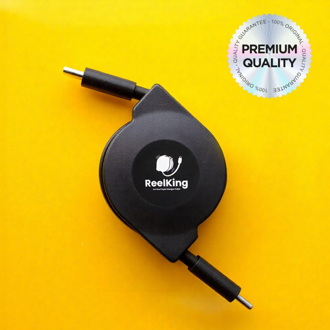 Reelking 자동감김 CtoC 초고속 C타입 60W PD 릴케이블 데이터전송, 1m, 블랙, 1개
