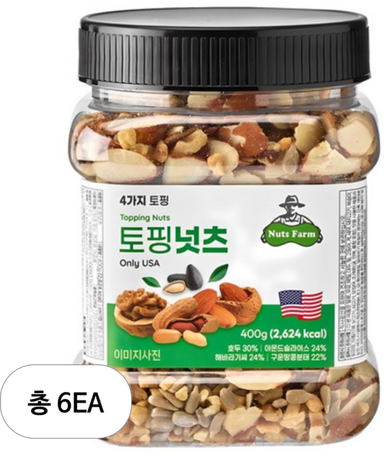 넛츠팜 토핑넛츠 믹스넛, 400g, 6개