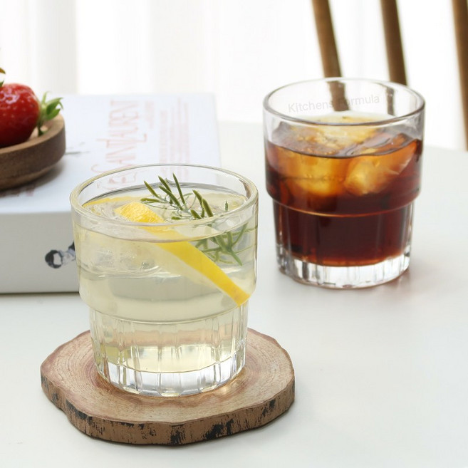 네스트 차곡컵 스태커블 유리컵 210ml, 2개, 투명