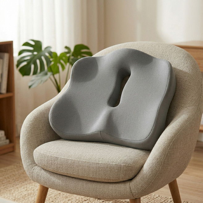 고밀도 메모리폼 자세교정 치질방석, 실크 그레이